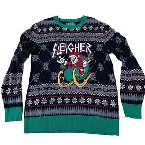 Sleigh All Day Santa Ugly Christmas Sweater Adult Medium Snowflake Pattern